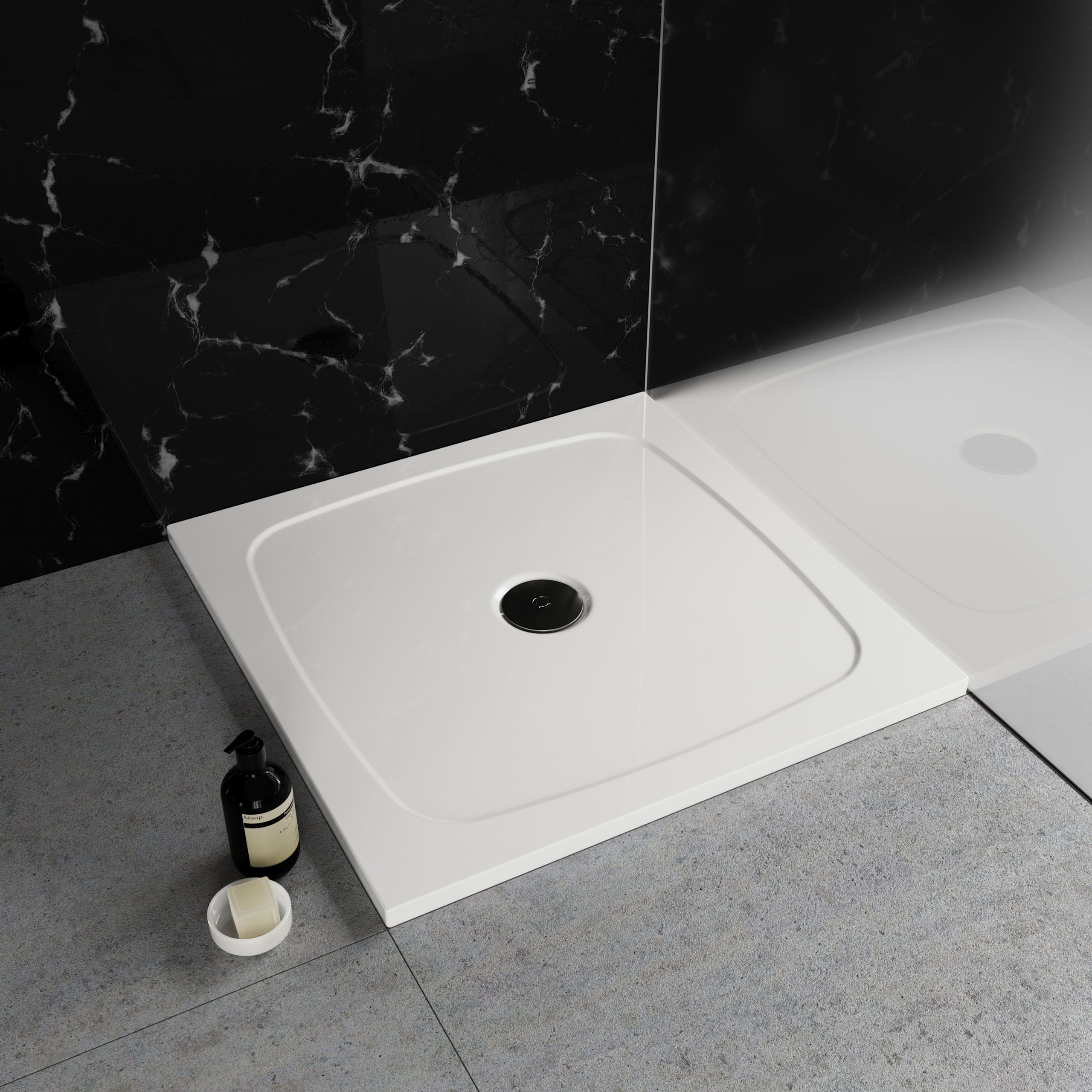 Wizualizacja 3D - instrukcja montażu brodzika. 3D visualization - shower tray assembly instructions
