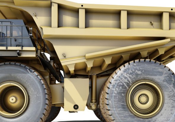 Wizualizacja 3D wozidła górniczego.3D visualization of dump truck mining equipment.