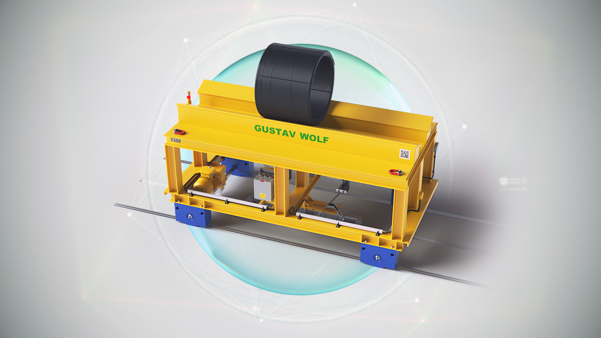 A frame of animation showing a trolley.