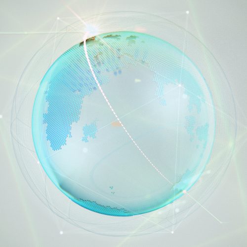A frame of animation showing an earth.