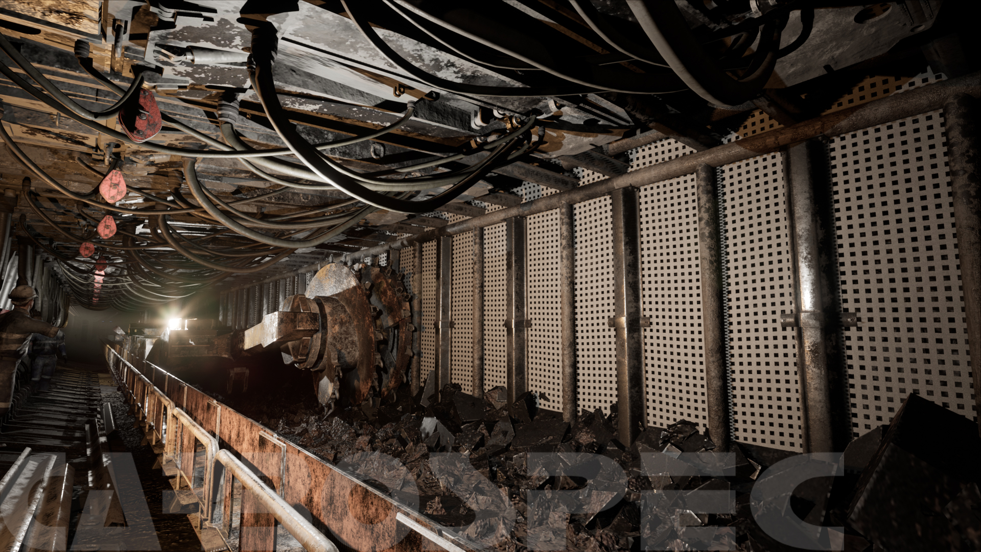 An animation frame showing mining enviroment.