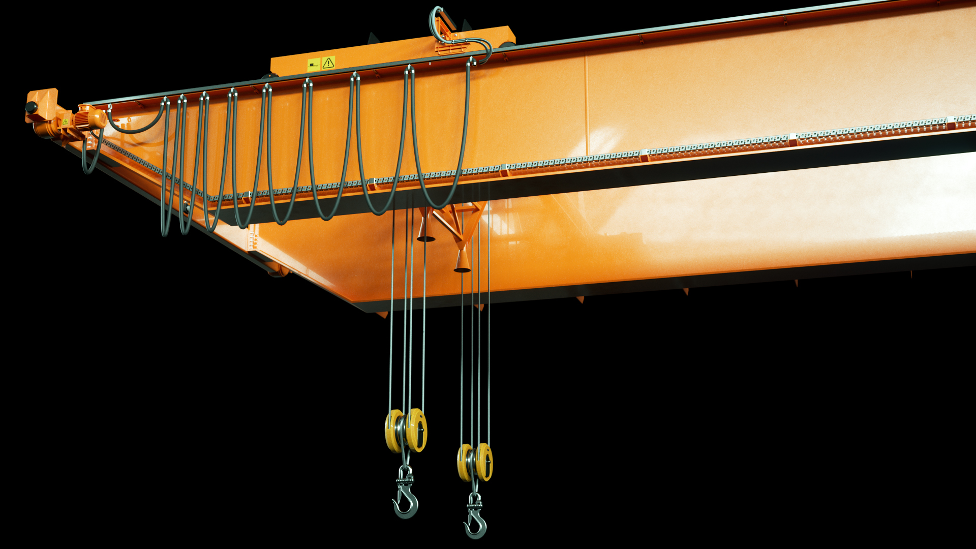 A frame showing an overhead crane simulator.