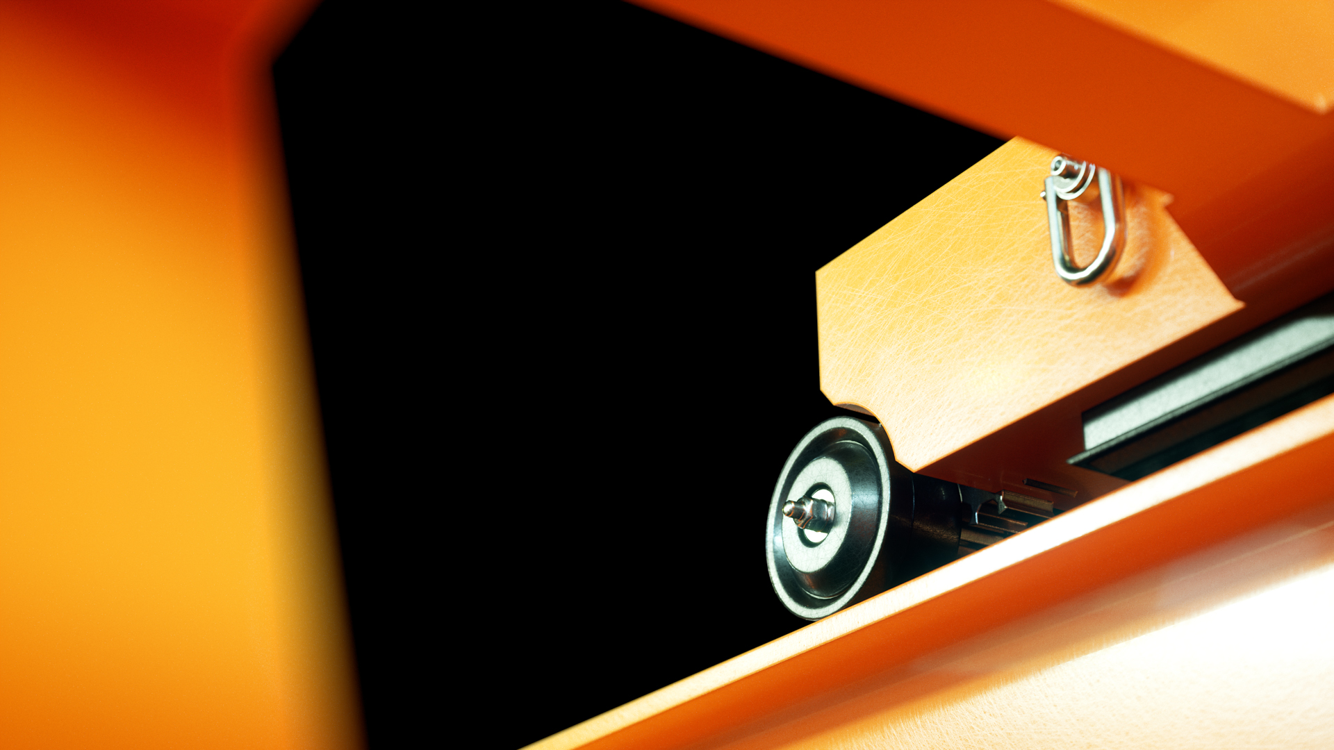 A frame showing an overhead crane simulator.