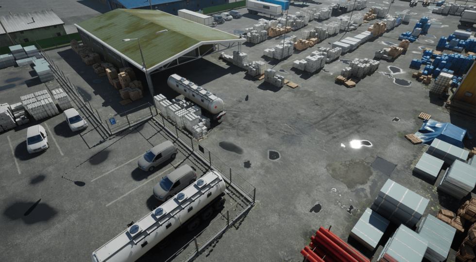 HighresScreenshot00002 Wizualizacja 3D terenów przemysłowych - plac logistyczny. 3D visualization of industrial areas - logistics yard.