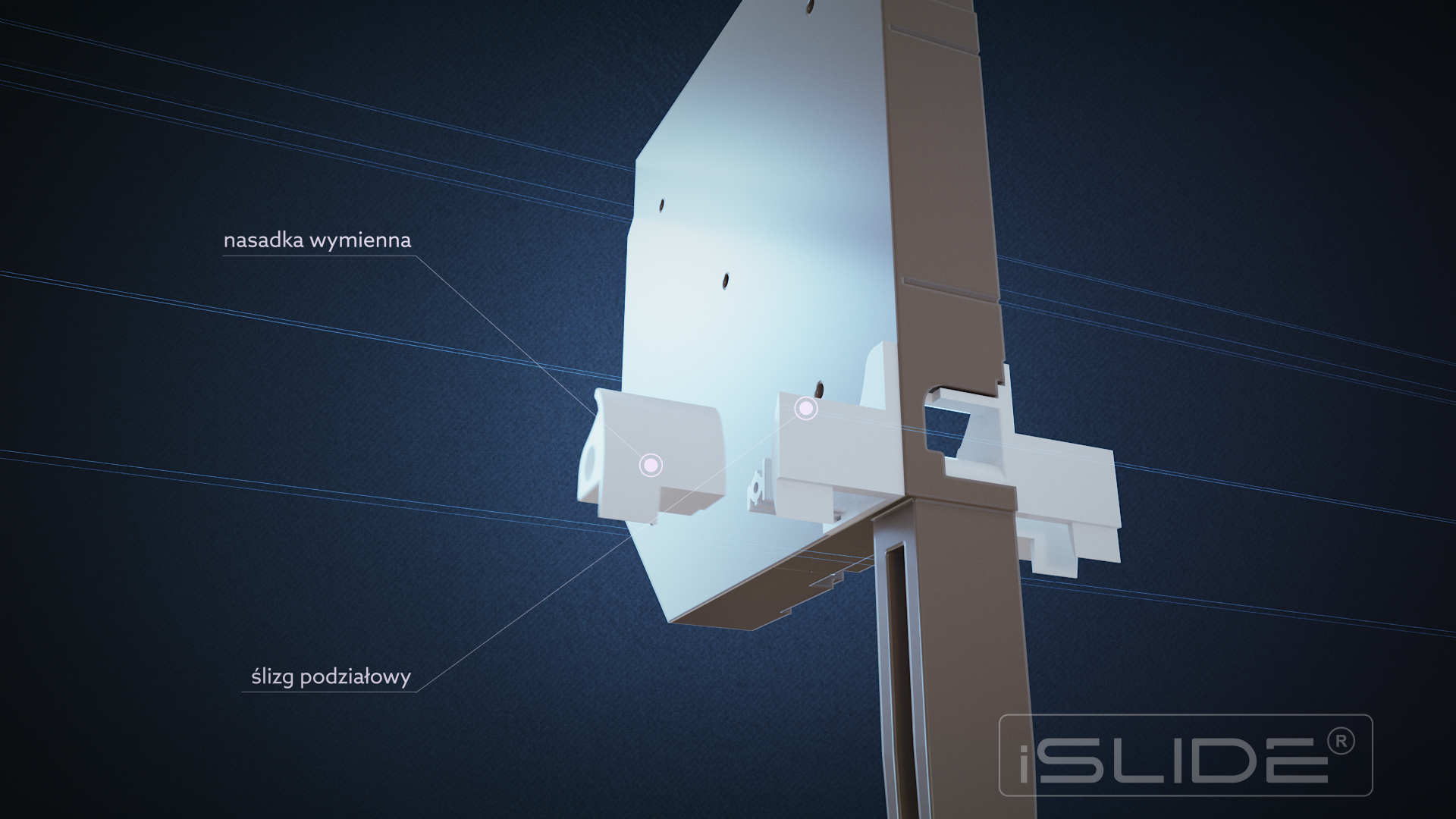 animacja 3D montażu rolet - montaż ślizgu. 3D roller shutter animation - 3D slide assembly