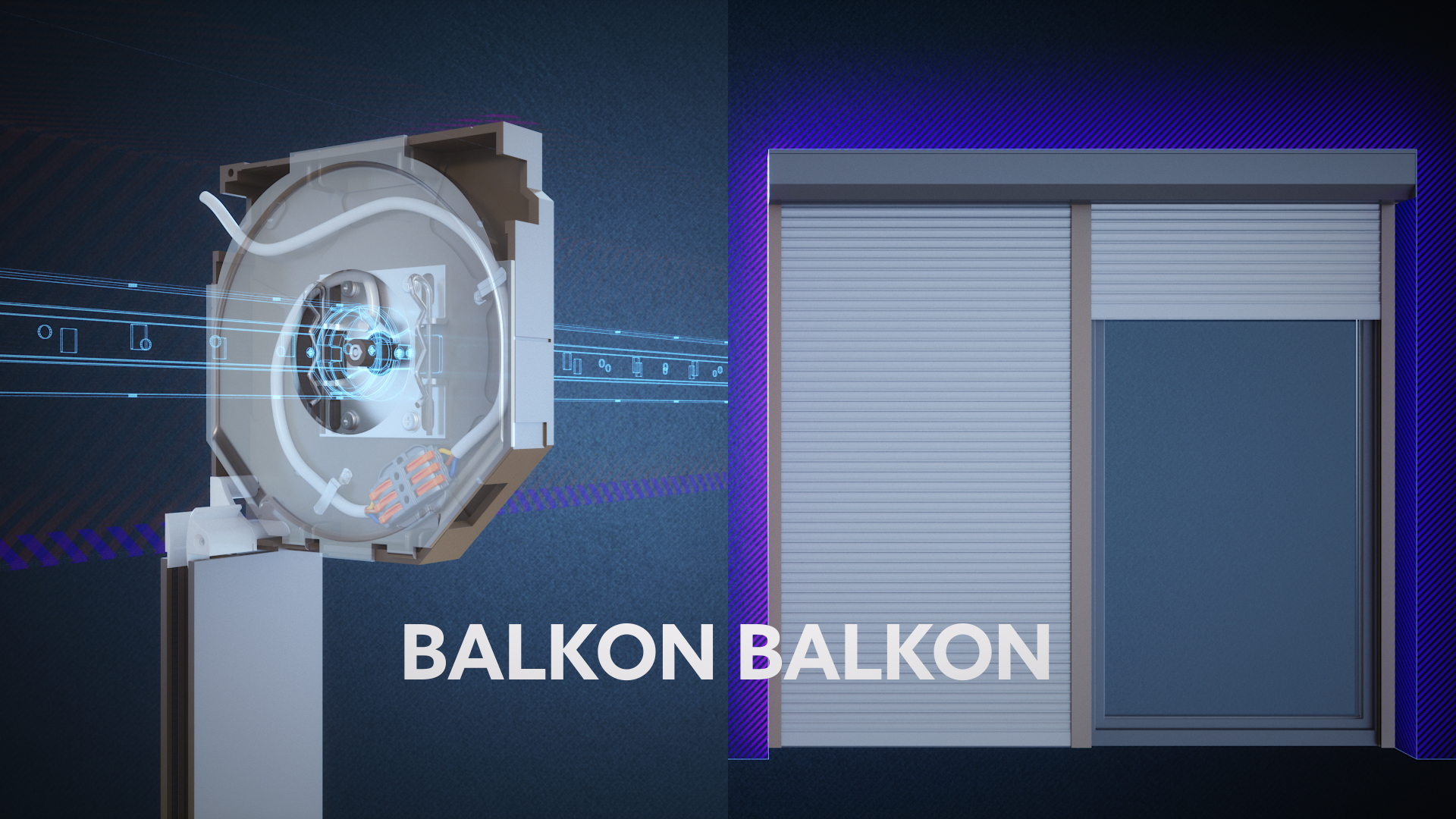 animacja 3D montażu rolet - produkt i zastosowanie. 3D roller shutter animation - product and application.