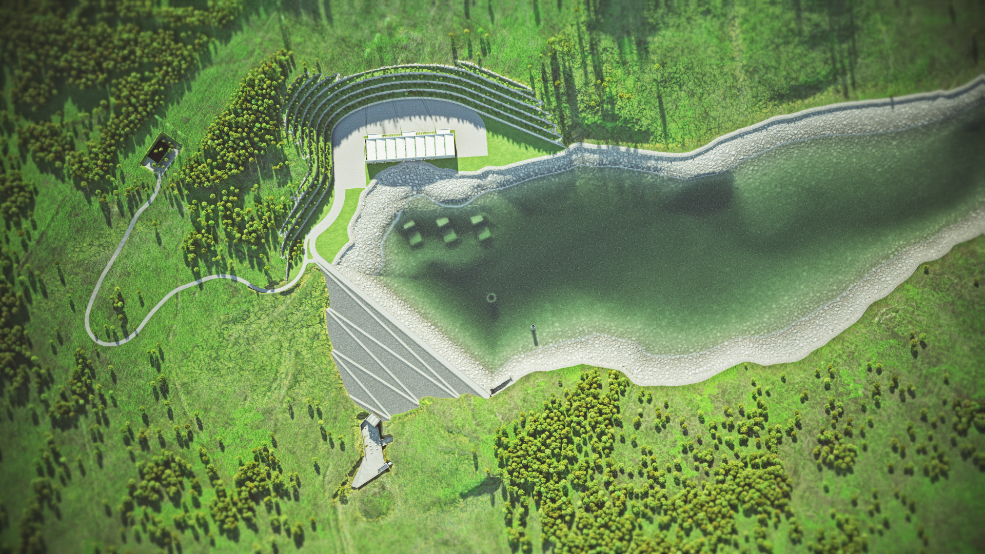 Animacja 3D elektrowni szczytowo-pompowej. 3D animation of a pumped-storage power plant