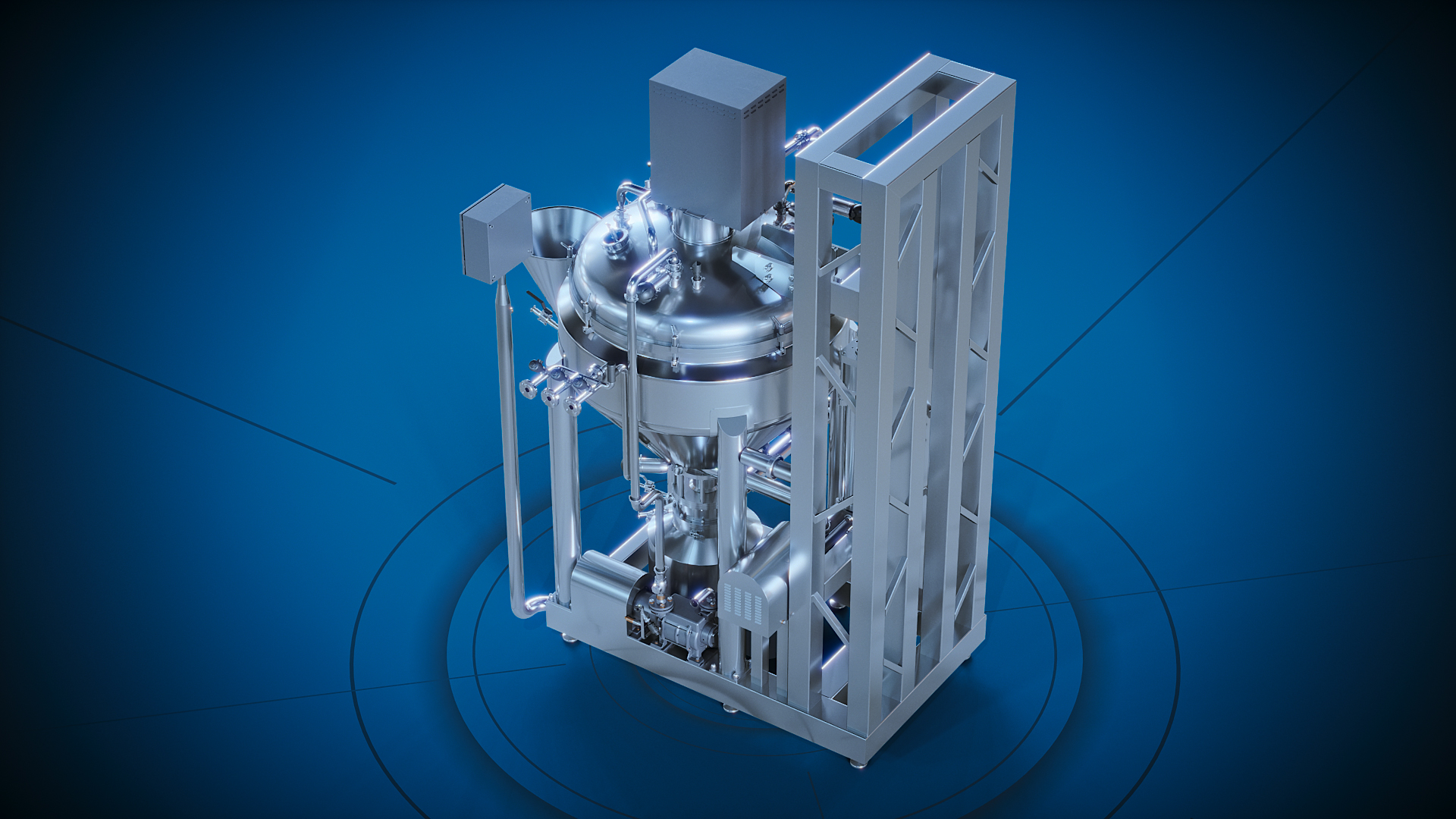 Animacja 3D urządzeń przemysłowych - studium przypadku animacja 3D mikser homogenizujący Mimo. 3D animation of industrial equipment - case study 3D animation of Mimo homogenizing mixer.