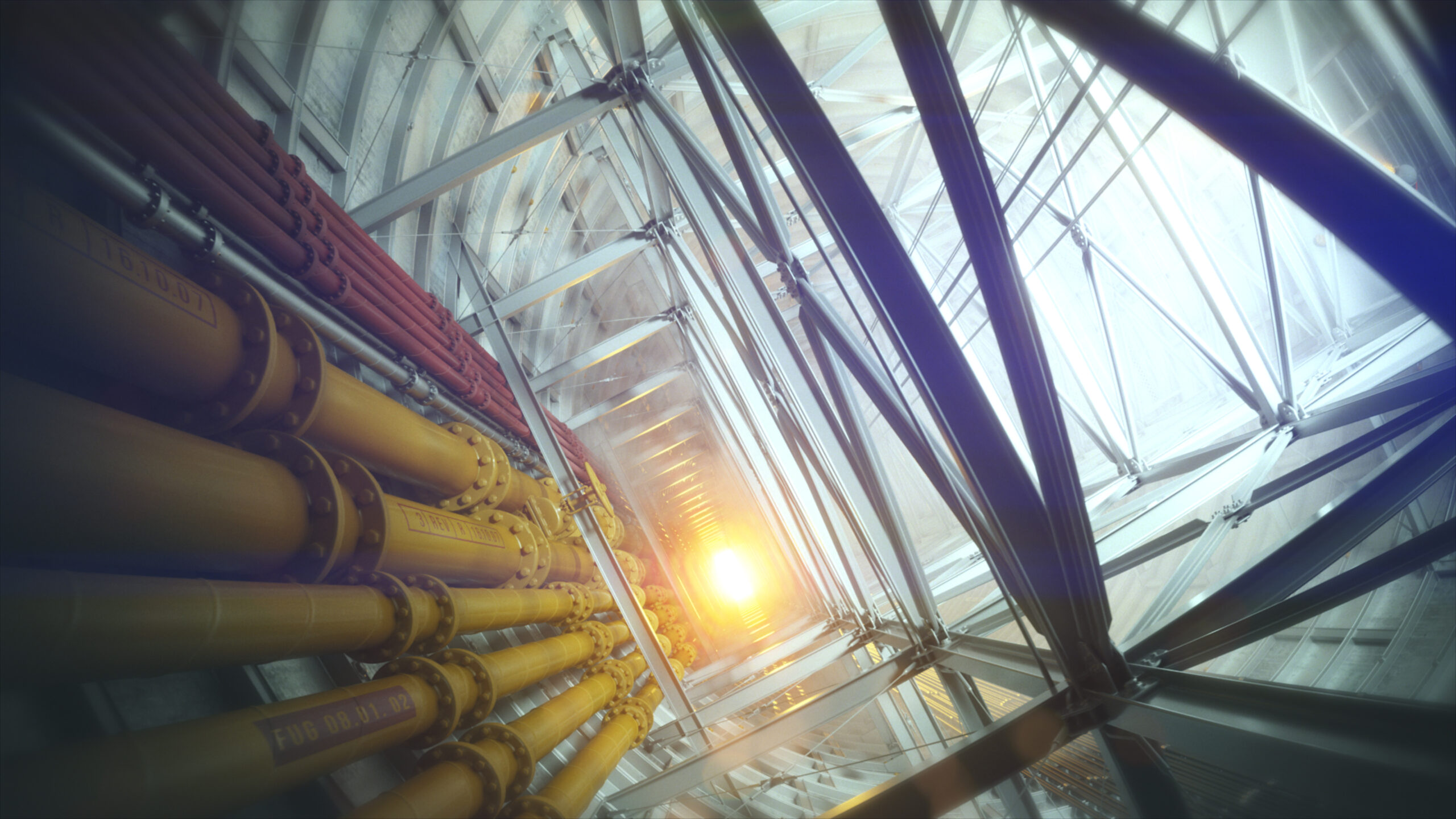 animacja 3D odmetanowania kopalni dla Exme Berger. 3D animation of mine methane drainage for Exme Berger.