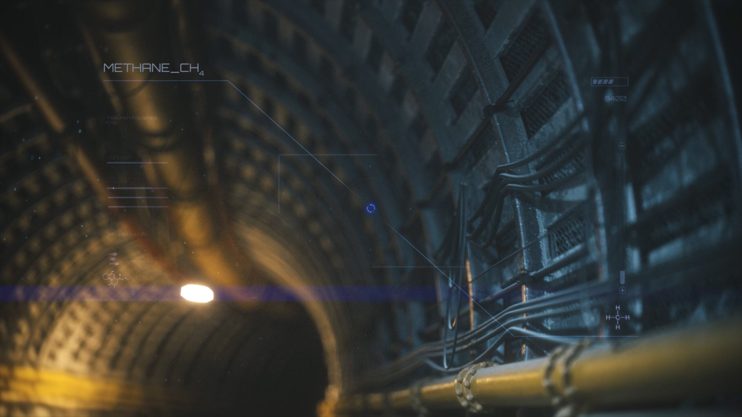 animacja 3D odmetanowania kopalni dla Exme Berger. 3D animation of mine methane drainage for Exme Berger.
