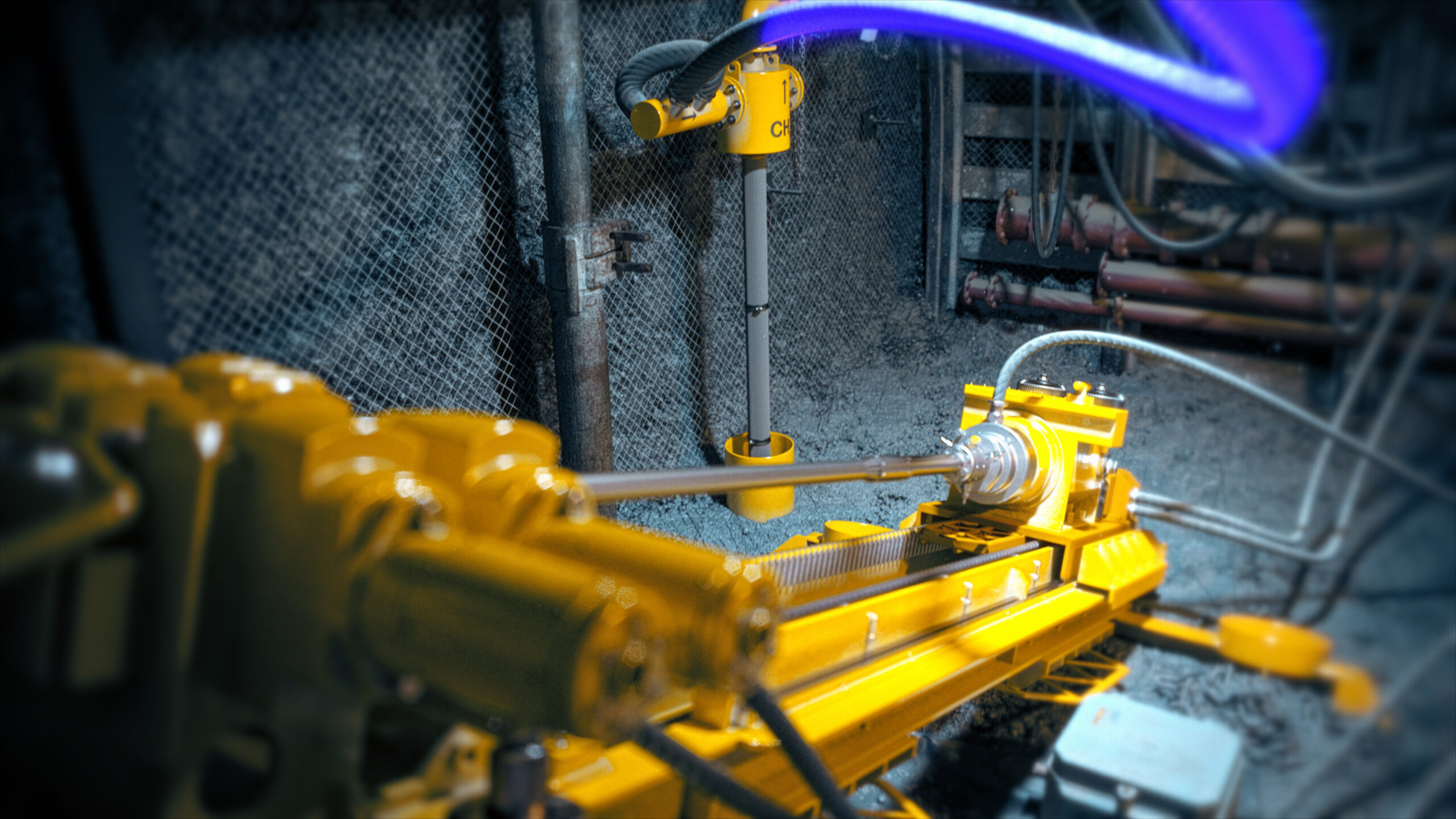 animacja 3D odmetanowania kopalni dla Exme Berger. 3D animation of mine methane drainage for Exme Berger.