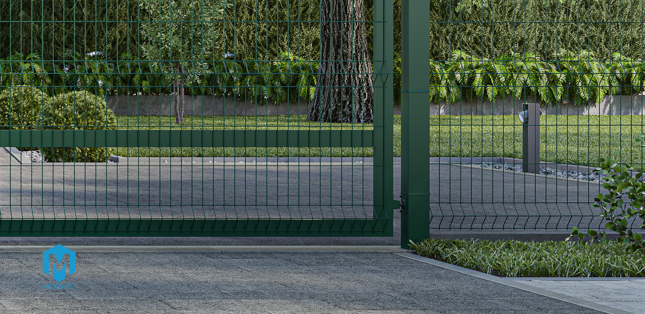 wizualizacje 3D ogrodzeń, moduły ogrodzeń wraz z bramami i elementami. 3d visualizations fences gates wickets.