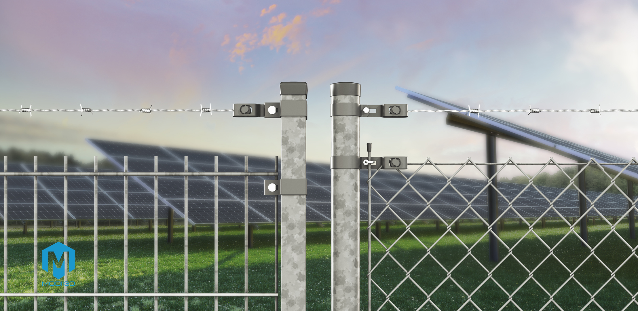 wizualizacje 3D ogrodzeń, moduły ogrodzeń wraz z bramami i elementami. 3d visualizations fences gates wickets.