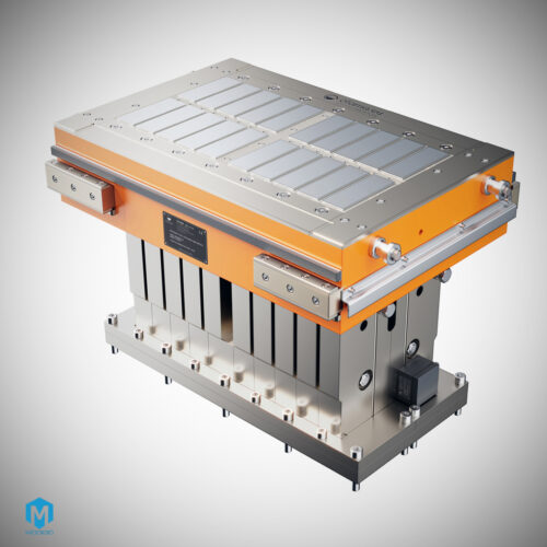 wizualizacja 3d formy do cegieł silikatowych firmy ofama. 3D visualization of a mold for silicate bricks from Ofama.