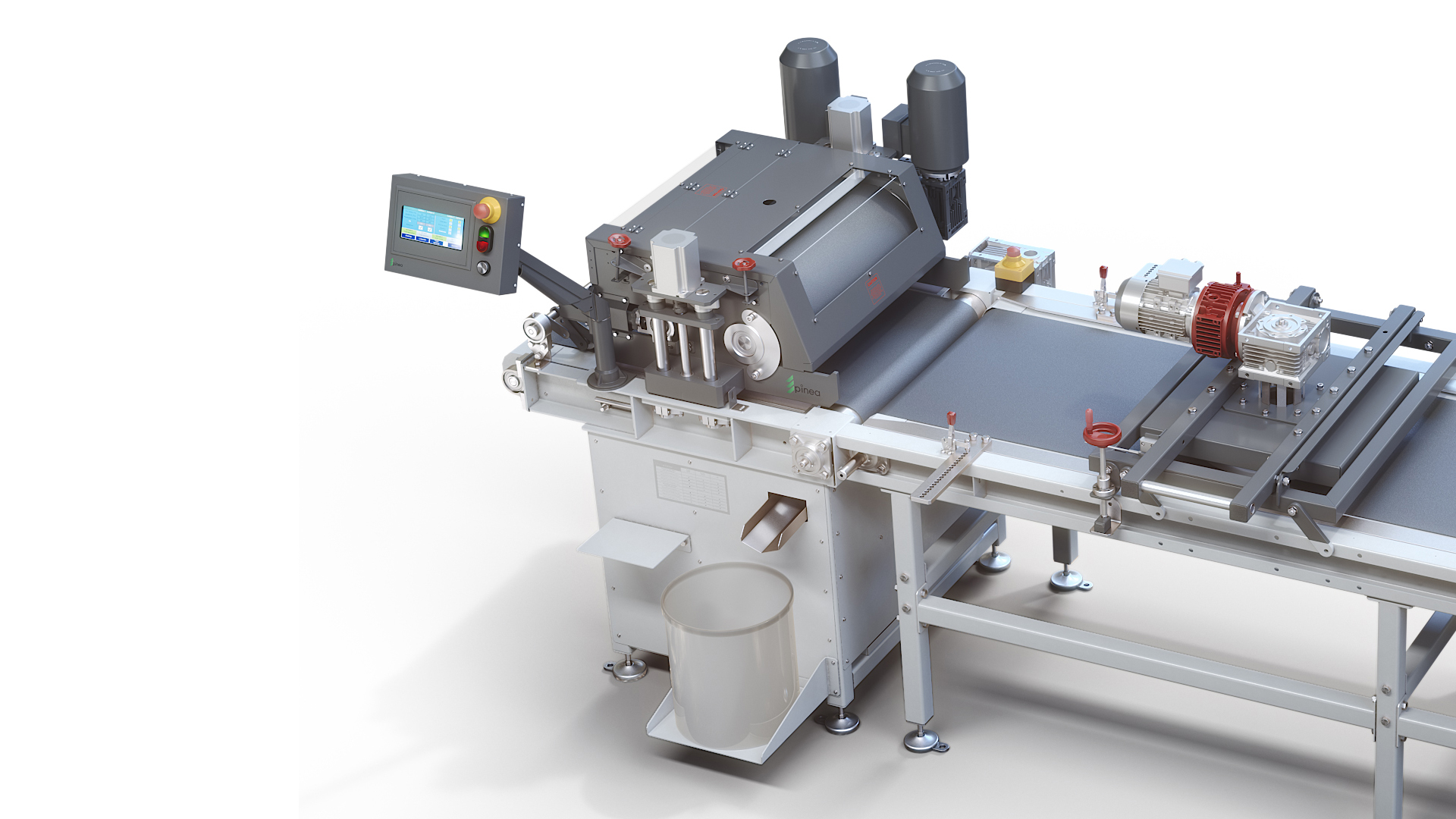wizualizacje 3D maszyn dla przemysłu drzewnego. 3D visualizations of machines for the woodworking industry.
