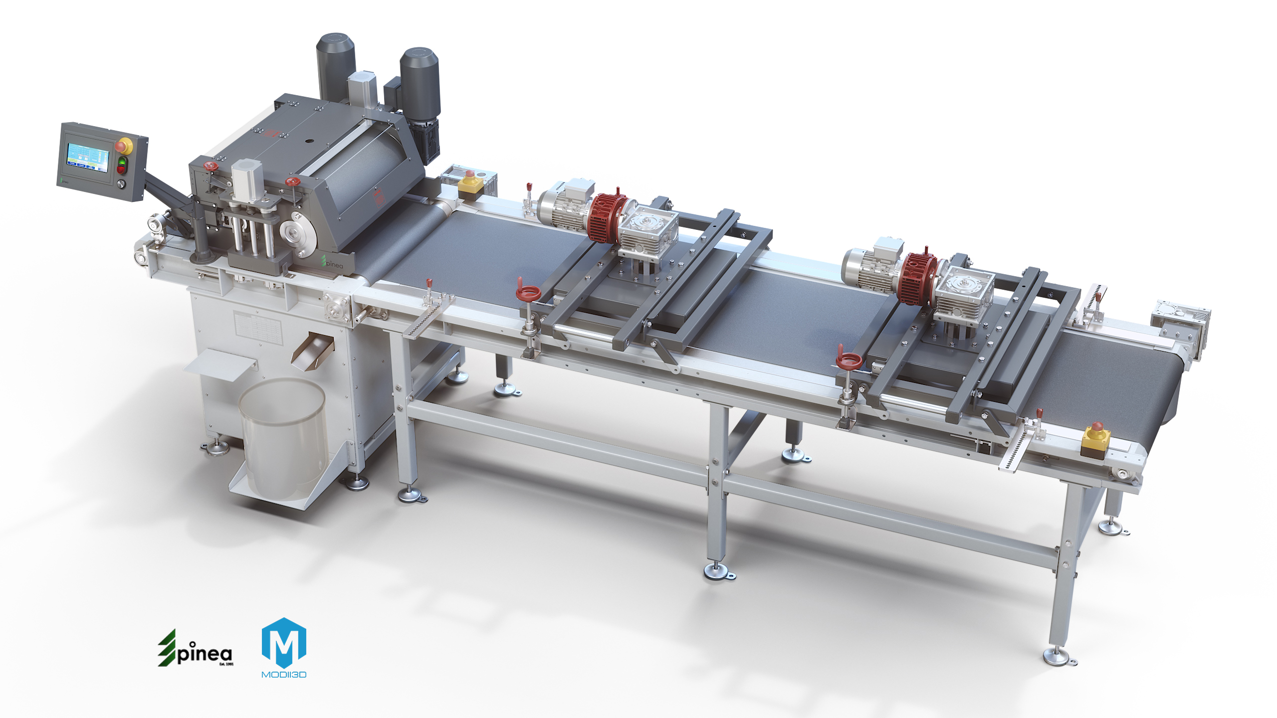 wizualizacje 3D maszyn dla przemysłu drzewnego. 3D visualizations of machines for the woodworking industry.