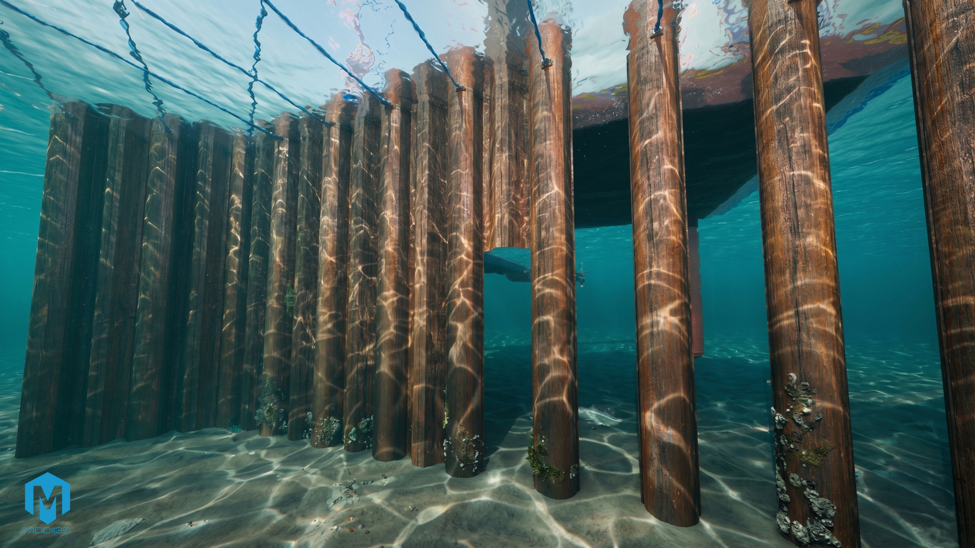 Aarsleff-Modii3d-animation-3d-harbour-build_06L Animacja 3d budowy portu. 3D port construction animation.